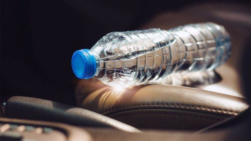 water bottle in car
