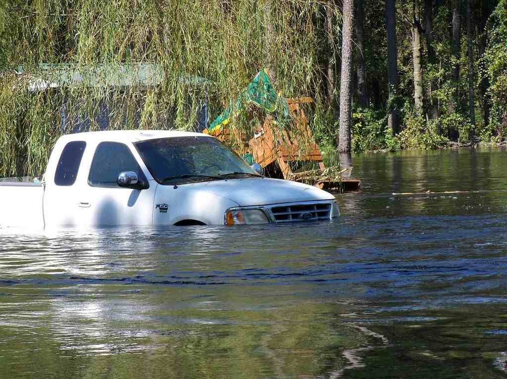 car in water