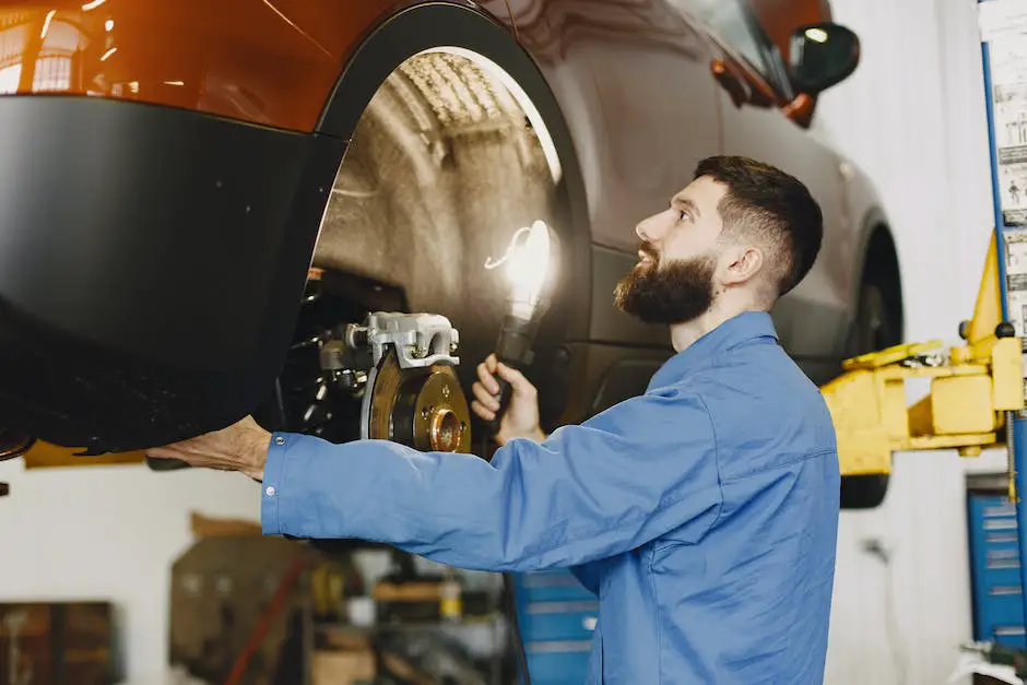 Illustration d'une personne en train de remplacer des freins sur une voiture.