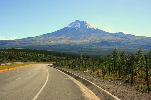 a volcano along the Cotopaxi Volcano Road in Ecuador