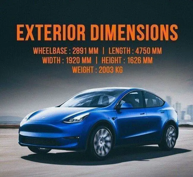 Стандартные размеры Tesla Model Y