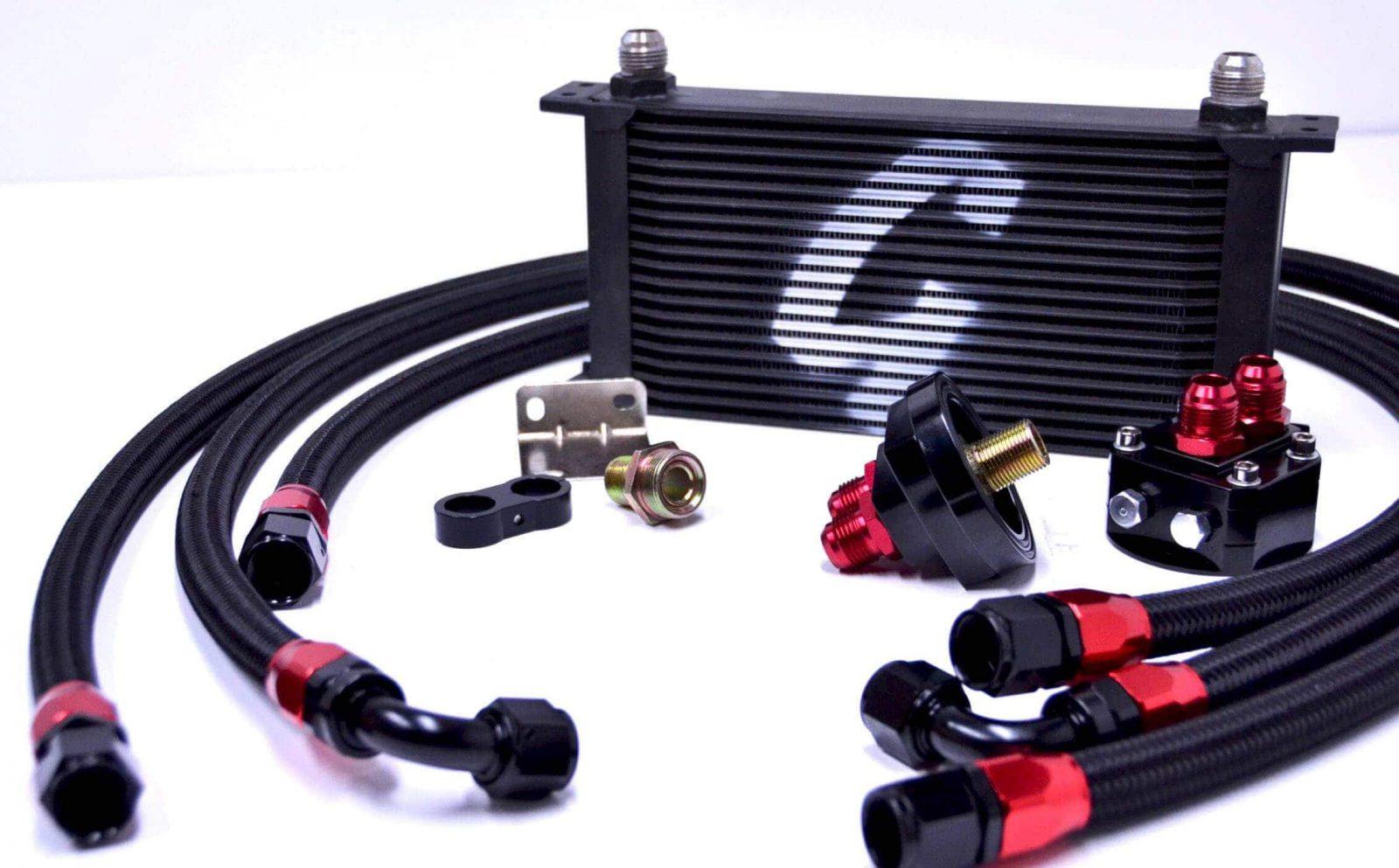 Detalle de un refrigerador de aceite de motor