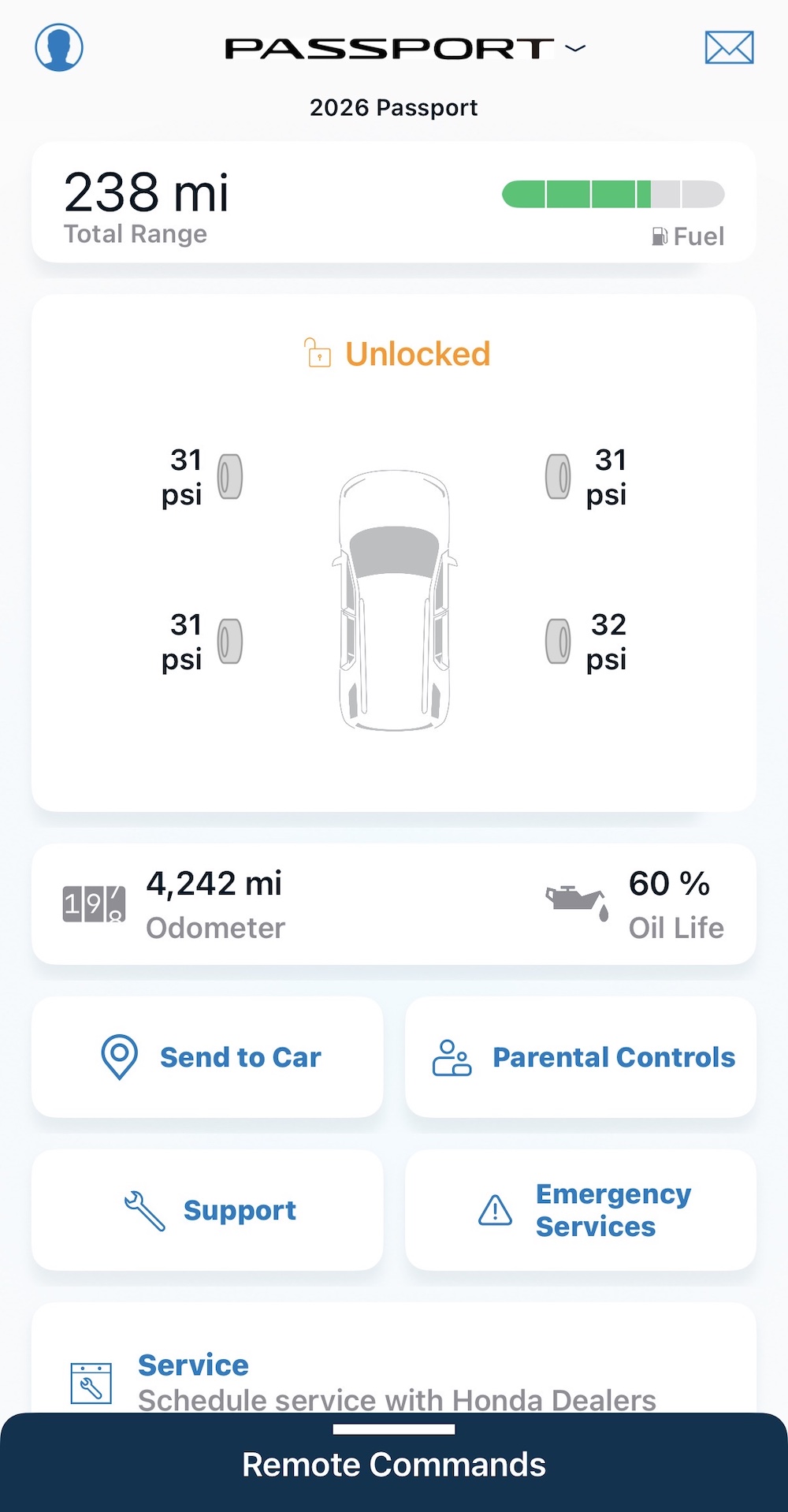 Bildschirmfoto Infotainmentsystem Honda Passport