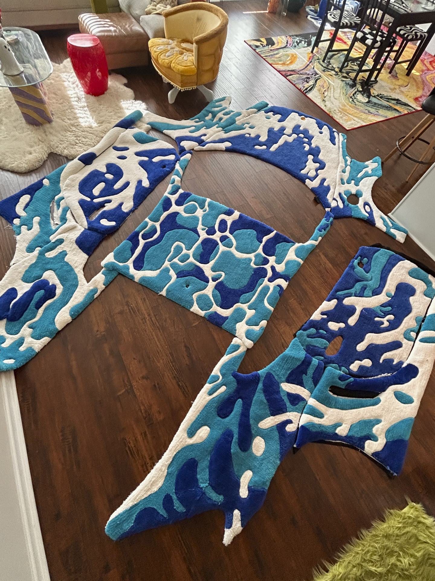 Carpet coating for Porsche Cayman laid out.