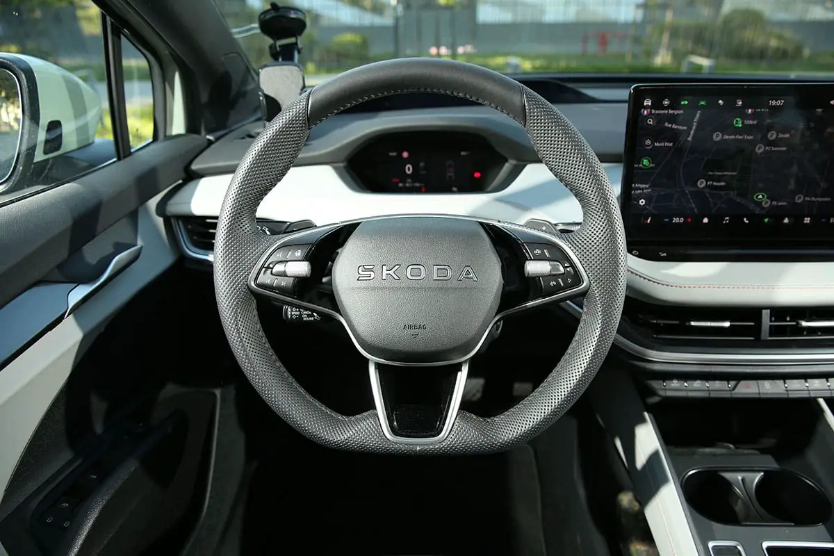 Electric car charging at station