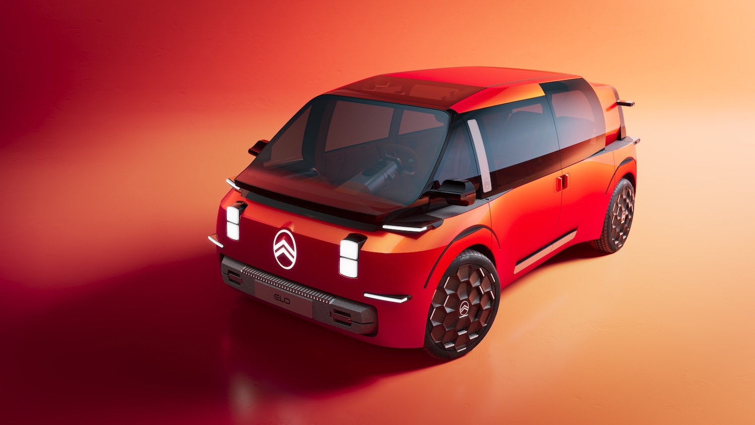 Vue avant du concept Citroën ELO, un monospace électrique compact et moderne