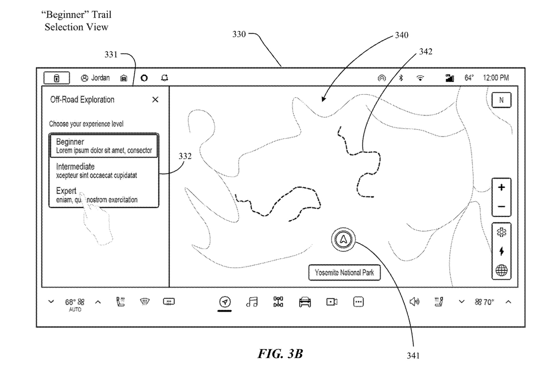 Patent image of Rivian off-road guide with experience levels.