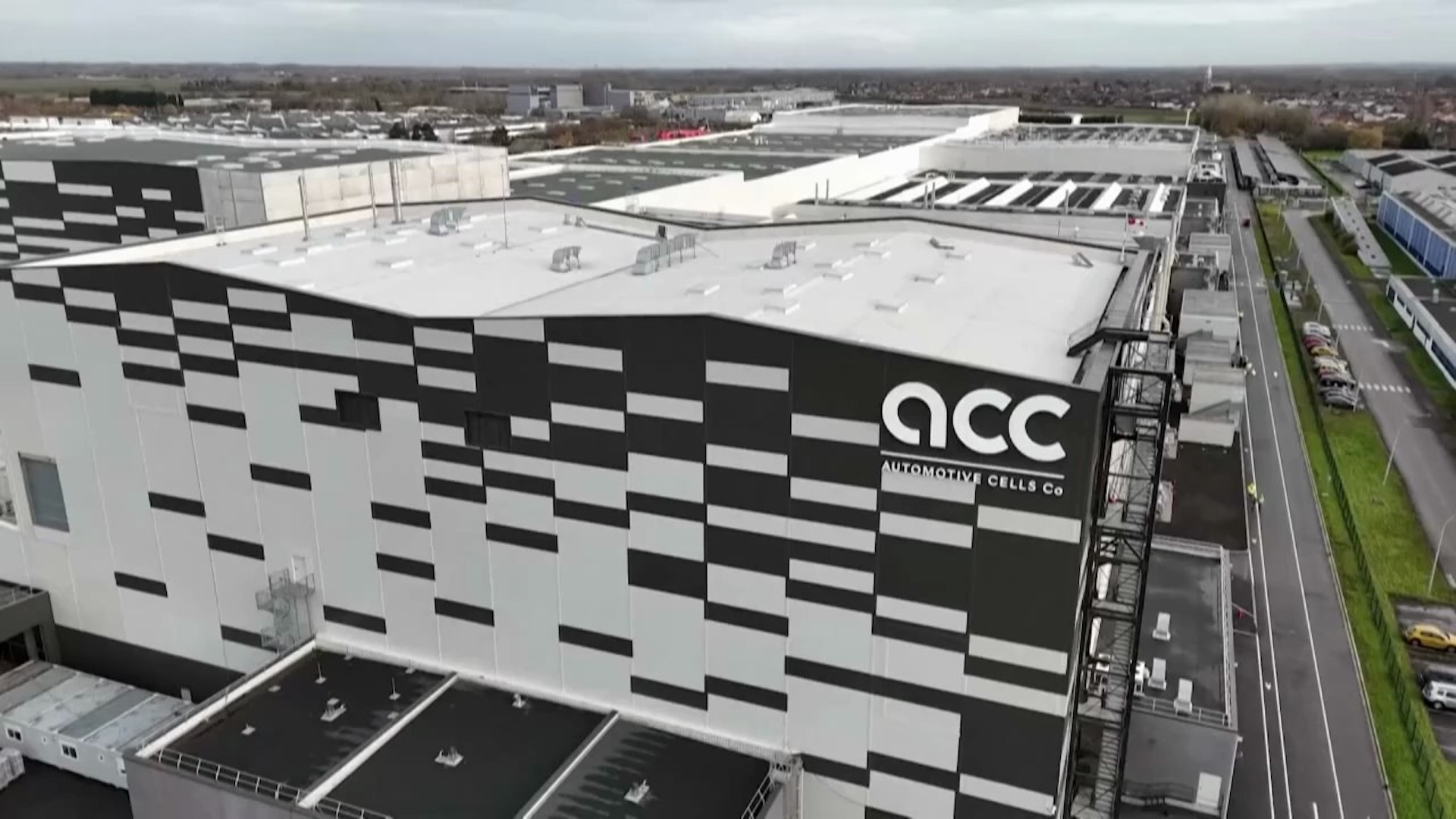 Representación gráfica de una gigafábrica de baterías para coches eléctricos