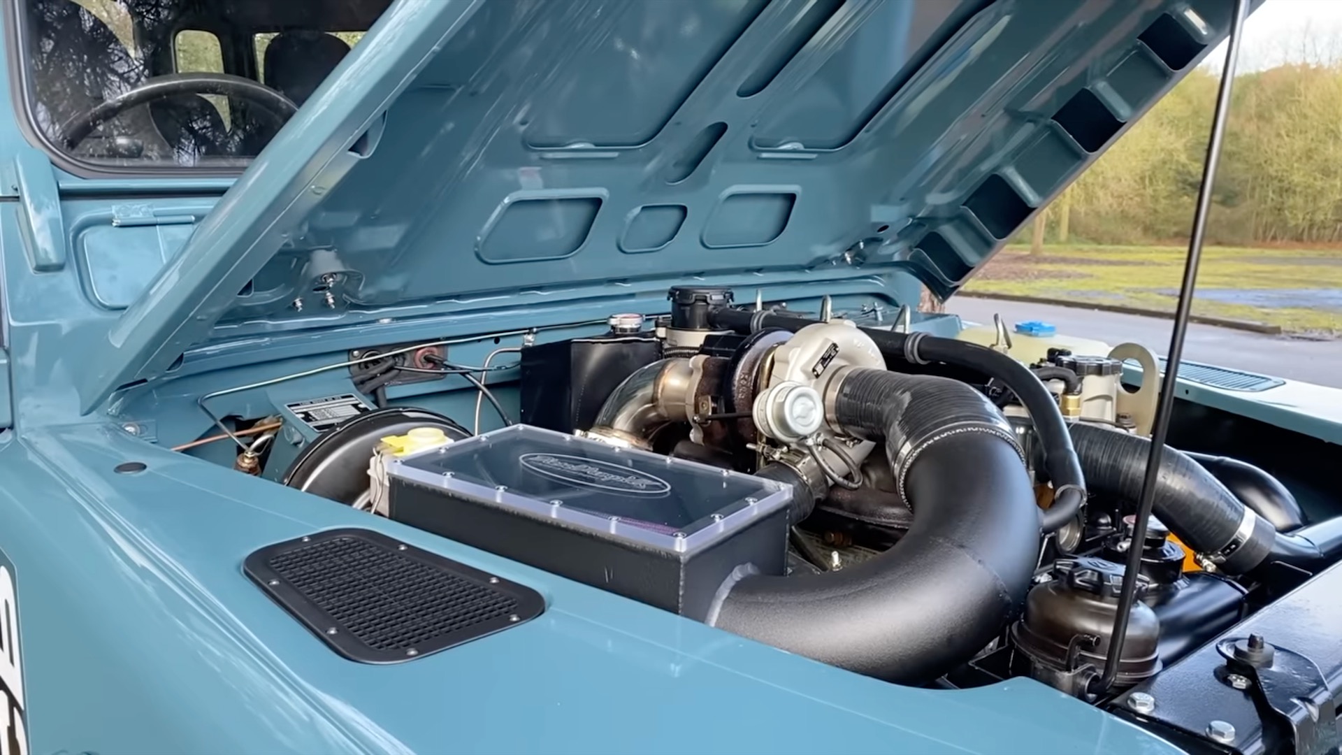 JCB backhoe engine installed in a Land Rover Defender